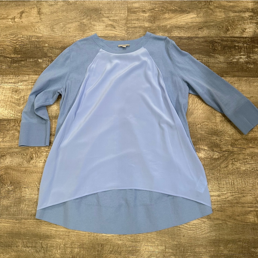 COS Large Light Blue Women's Silk and Cotton‎  Top
